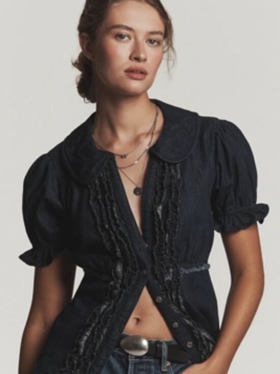 Pilcro Tops - Pilcro Keira Denim Waisted Blouse